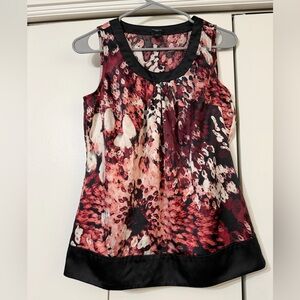 Ann Taylor Sleeveless Top - Black and Red Abstract Watercolor